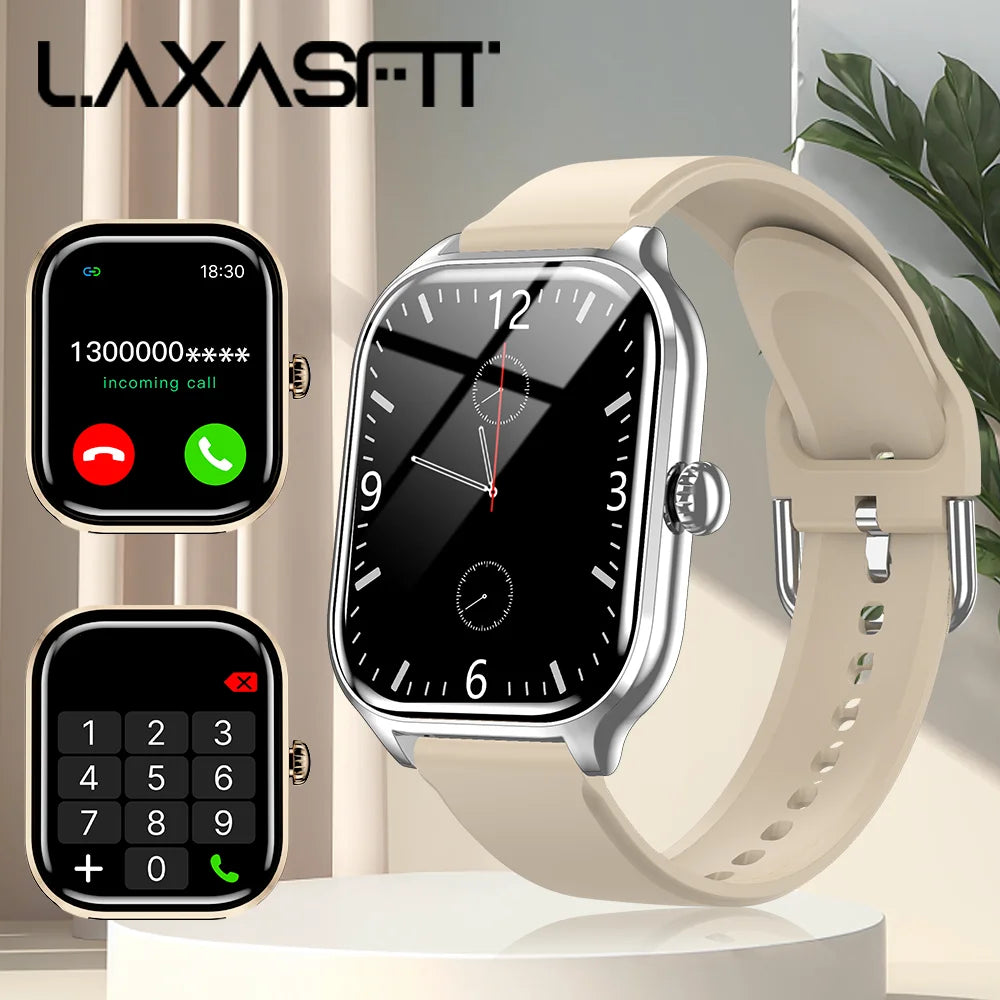 Silver Khaki Color Bluetooth Smart Watch With Call – 24-Hour Health Tracking