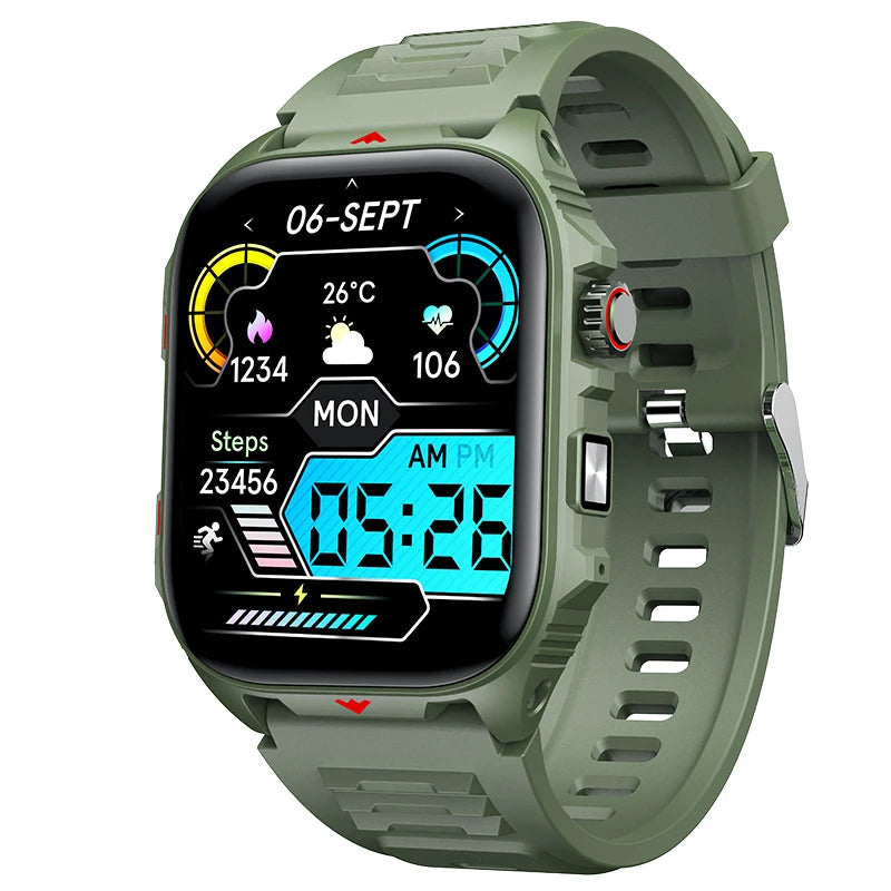 Green Color Bluetooth Smartwatch With Call & Fitness Tracking