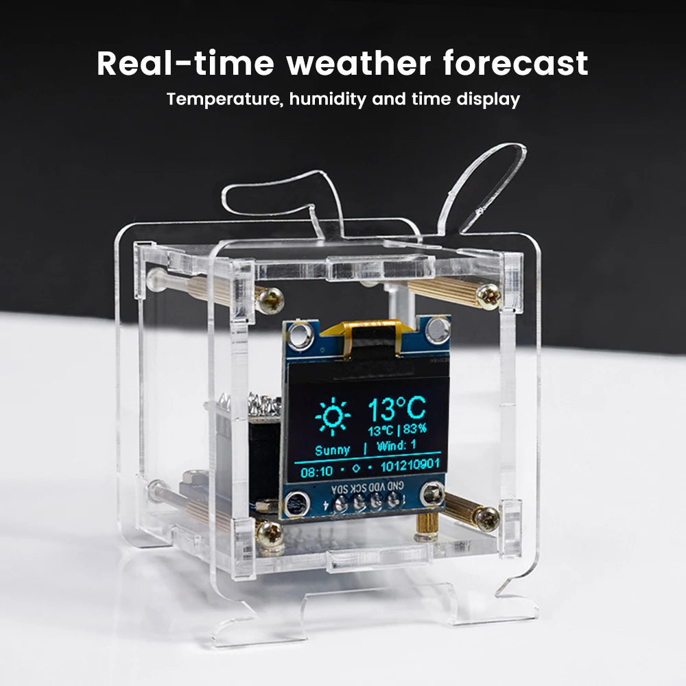 ESP8266 DIY Mini Weather Clock Kit With OLED Display