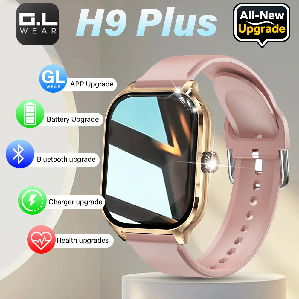 H9 Plus Pink Color Bluetooth Smart Watch With Call – 24-Hour Health Tracking